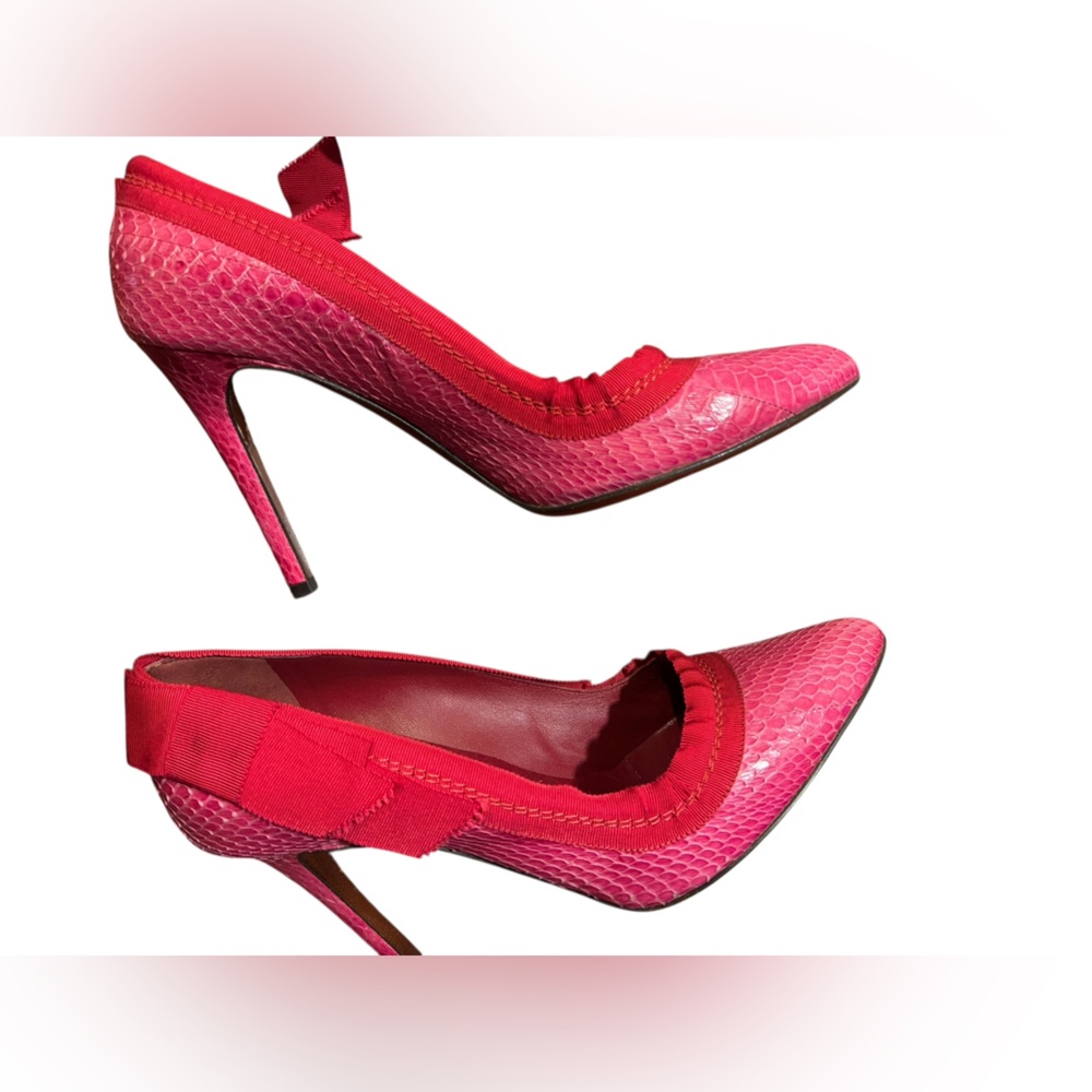 Lanvin Python Leather Pointed Toe Stiletto Heels … - image 1